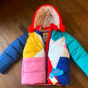 Boden kids colorful star winter jacket